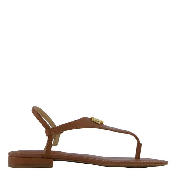 LAUREN RALPH LAUREN Ellington Brown Thong Flat Sandal Monogram Logo 9.5 - Picture 10 of 12